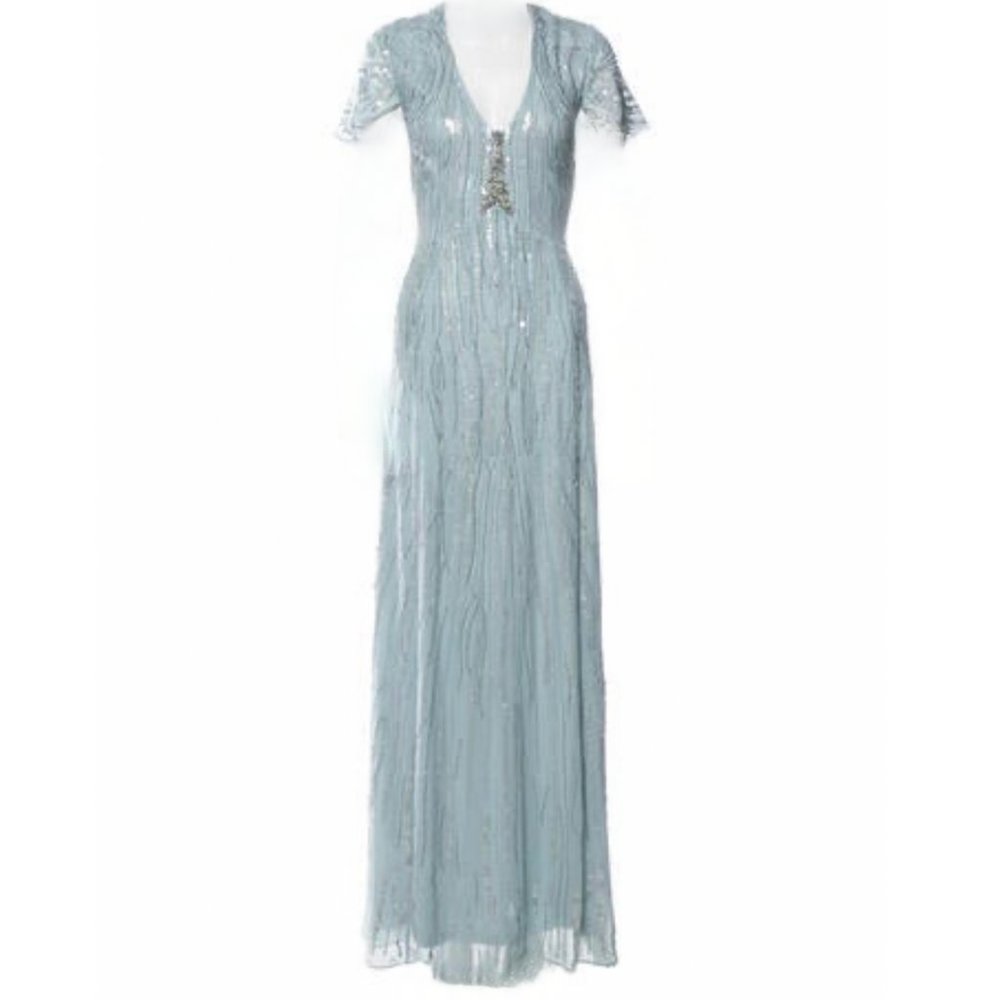JENNY PACKHAM NO. 1. BLUE SEQUIN GOWN SIZE US 10 / UK 14